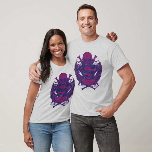 T-shirt Superman Stylisé | Logo crâne violet et rose (Unisexe)