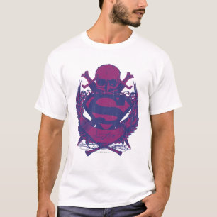 T-shirt Superman Stylisé Logo crâne violet et rose