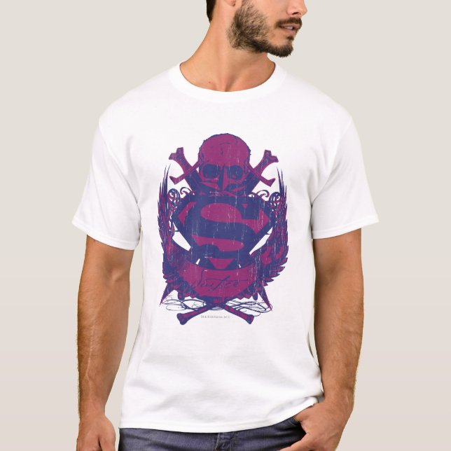 T-shirt Superman Stylisé | Logo crâne violet et rose (Devant)
