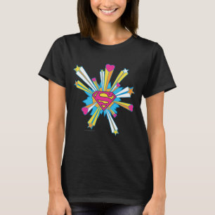 T-shirt Superman Stylized Pink with Hearts Logo