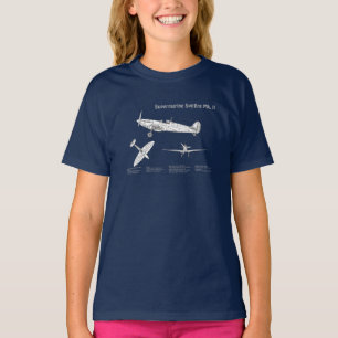 T-shirt Supermarine Spitfire - Plan d'avion ABD