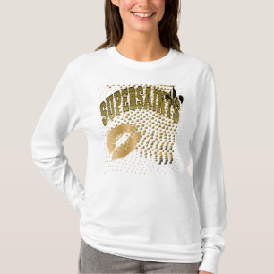 T-shirt Supersaints, Coeurs d'or noir/baiser Fleur de Lis