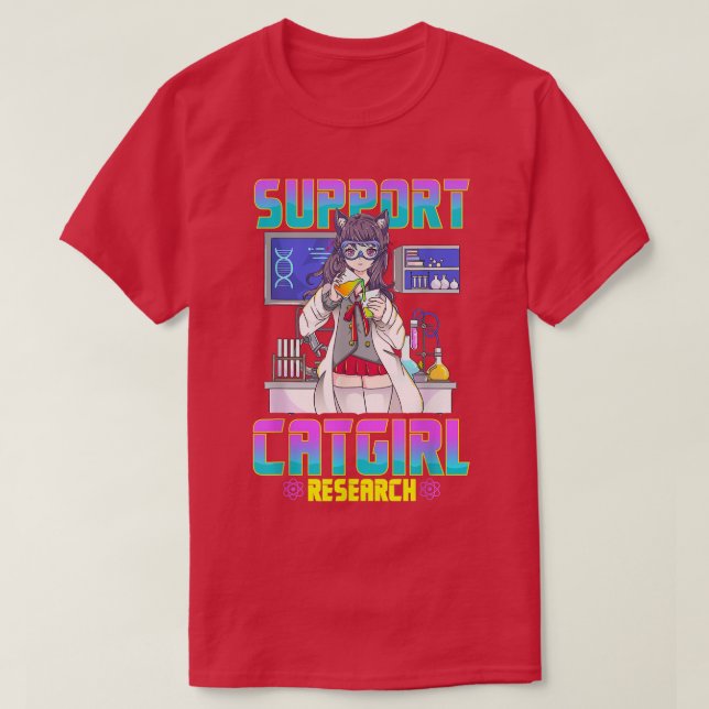 T-shirt Support Catgirl Research mignonne Anime Cat Girl W (Design devant)