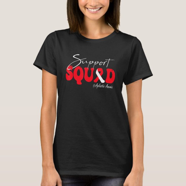 T-shirt Support Squad Aplastic Anemia Awareness Red & Whit (Devant)