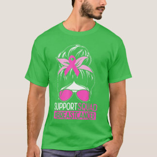 T-shirt Support Squad Messy Bun Pink Warrior Awareness