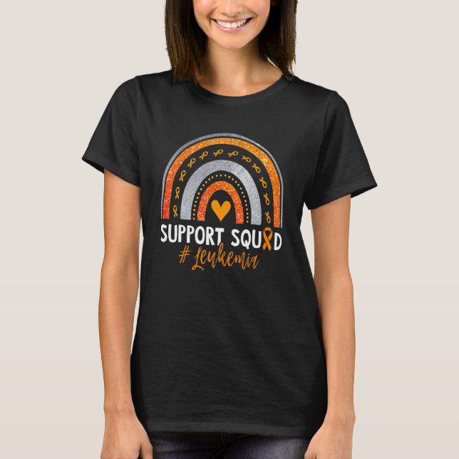 T-shirt Support Squad Orange Ribbon Rainbow Leukemia Aware (Devant)