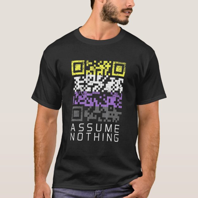 T-shirt Supposons Rien Drapeau Non binaire Qr Code Enby Ge (Devant)