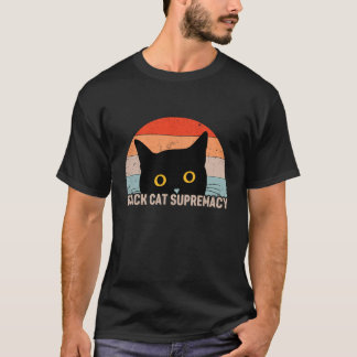 T-shirt Suprématie du chat noir Coucher de soleil rétro Ch