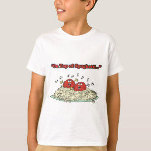 T-shirt sur des spaghettis chantant des boulettes de viand