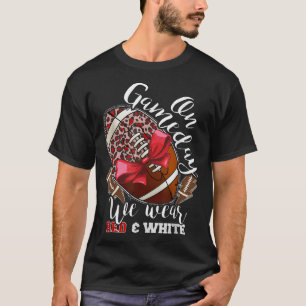 T-shirt Sur Gameday Football Nous Portons L'École Rouge Et