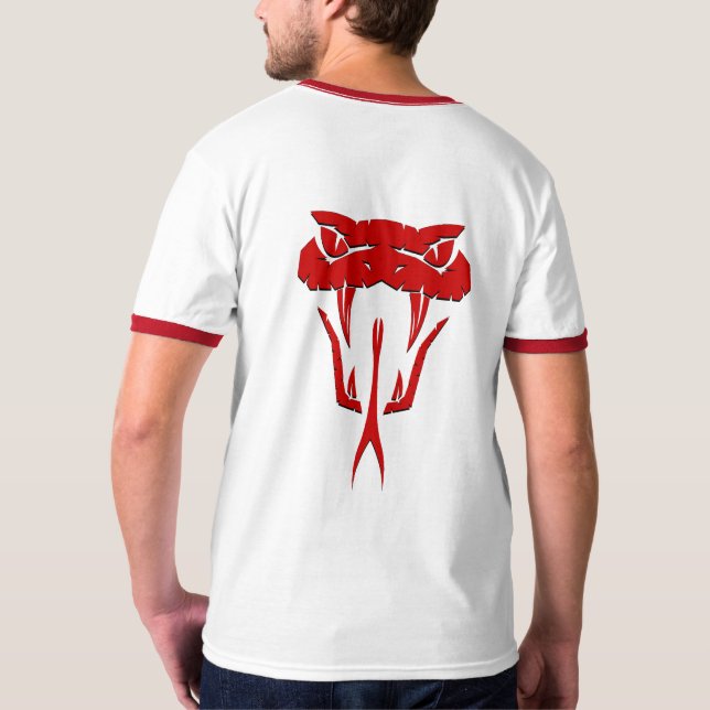 T-Shirt sur la face de serpent rouge de fleur (Dos)
