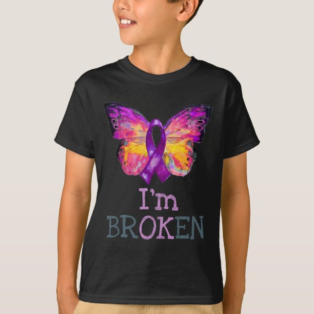 T-shirt Surdose Sensibilisation Papillon Violet Ruban Je s (Devant)