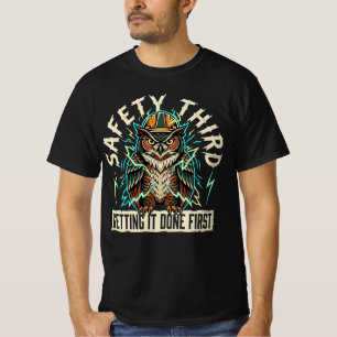 T-shirt Sûreté en dernier L'efficacité avant tout Col bleu