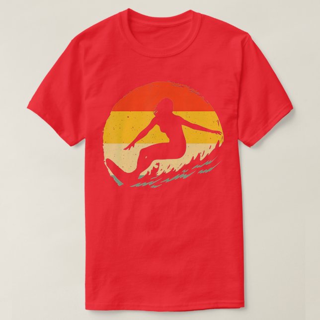 T-shirt Surf Art Pour Femmes Filles Plage Surfer Hawaiian  (Design devant)