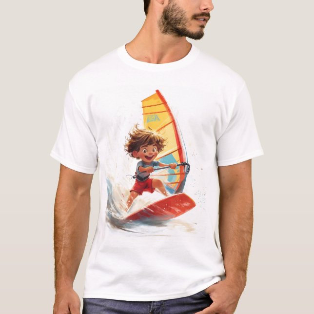 T-shirt Surf Aventure Dessin d'un enfant heureux (Devant)