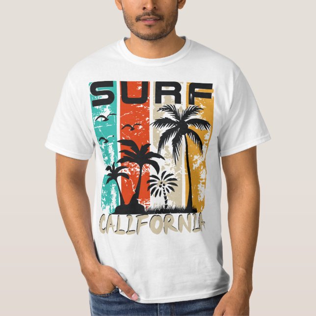 T-shirt Surf California Bliss : Marcher dans les vagues (Devant)
