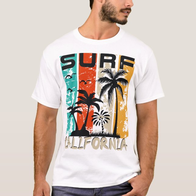 T-shirt Surf California Bliss : Marcher dans les vagues (Devant)