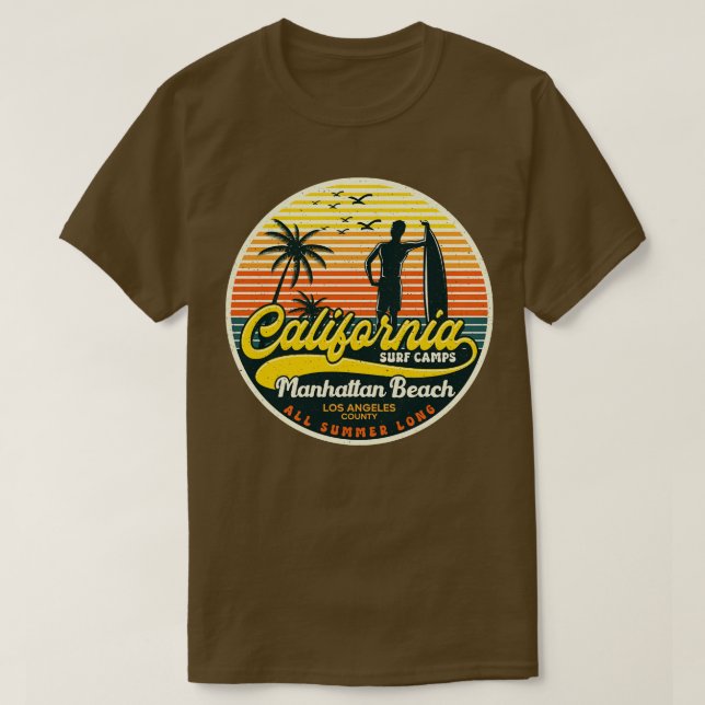 T-shirt Surf californien Camp Manhattan Beach (Design devant)