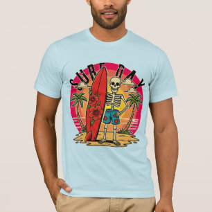 T-shirt Surf Day Skeleton Beach pour hommes et fem
