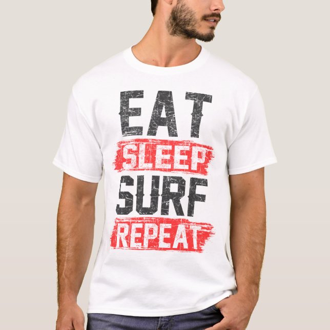 T-shirt surf de sommeil manger répéter (Devant)