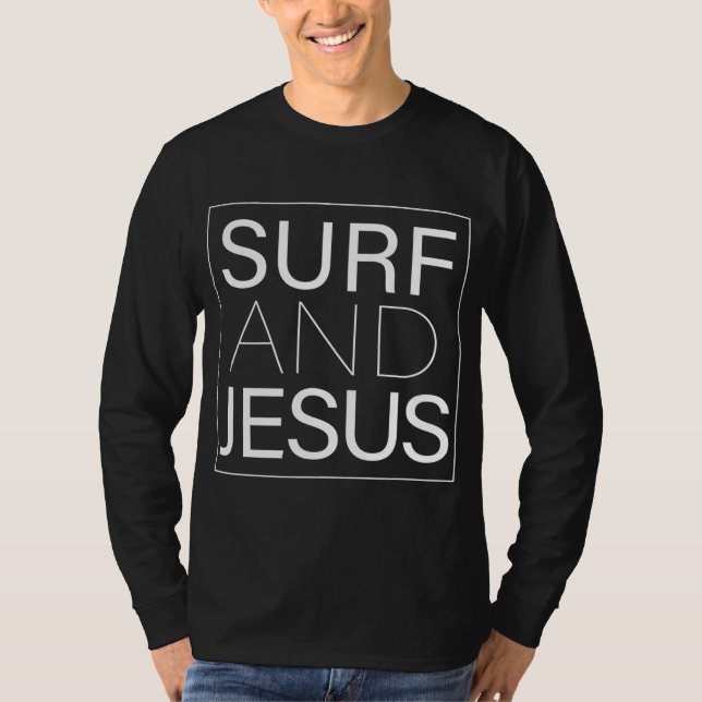T-shirt Surf et Jésus Christian Fun Surfer Cadeau Thanksgi (Devant)
