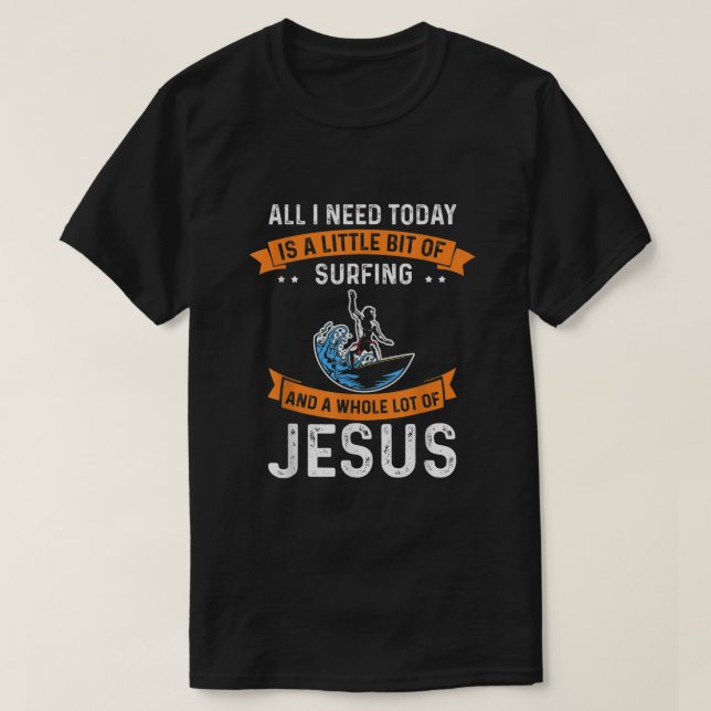 T-shirt Surf et Jesus Christian Sport Surfer Surfboard (Design devant)