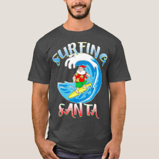 T-shirt Surf Été Père Noël Noël Hawaï Surfer
