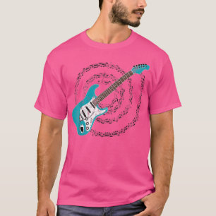 T-shirt Surf Green Aqua Blue Electric Guitare Spiraling Mu