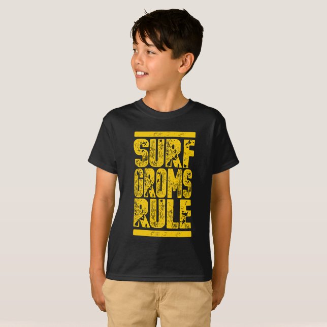 T-shirt Surf Groms, la loi ! ! ! (jaune) (Devant entier)