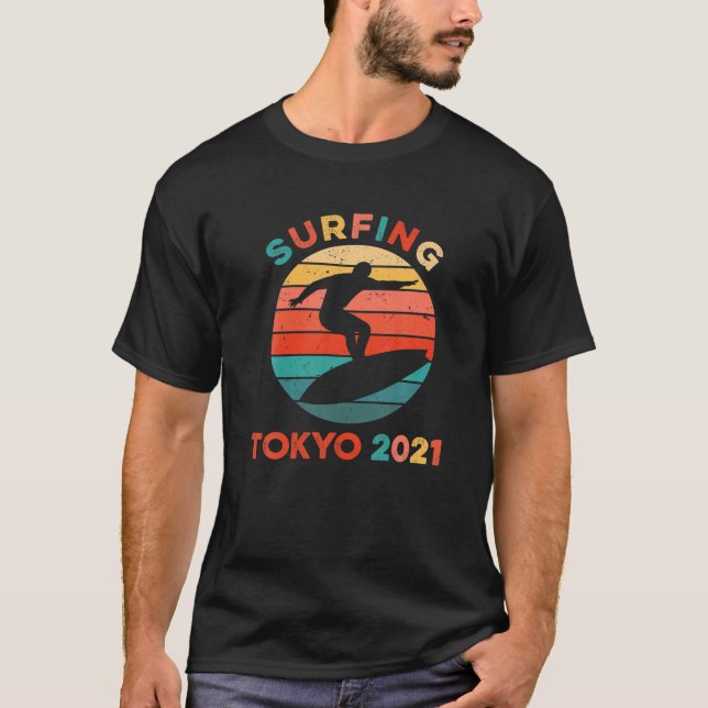 T-shirt Surf Jeux de Tokyo 2021 Tsurigasaki Plage Surfer (Devant)