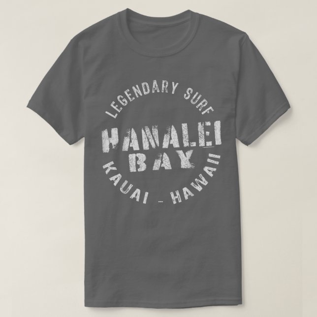T-SHIRT SURF LÉGENDAIRE HANALEI BAY KAUAI HAWAII - CERCLE  (Design devant)