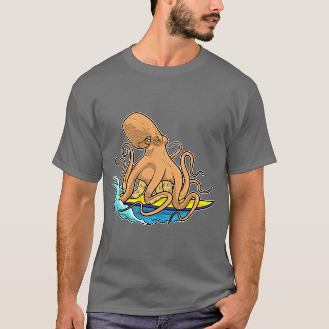 T-shirt Surf Octopus Surfboard été (Devant)