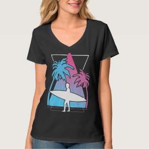 T-shirt Surf Palmiers Surfboard Synthwave Watersport
