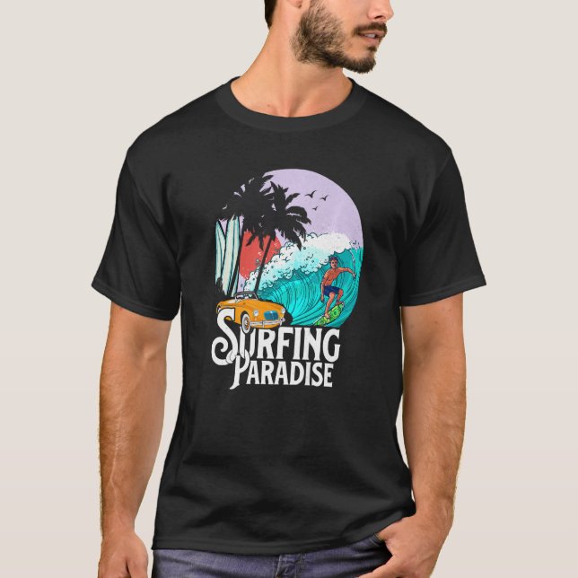 T-shirt Surf Paradise Beach Party Aventure avec vagues (Devant)