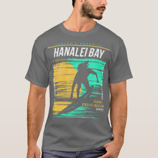T-shirt Surf Rétro Hanalei Bay Kauai Hawaii Vintage Sur
