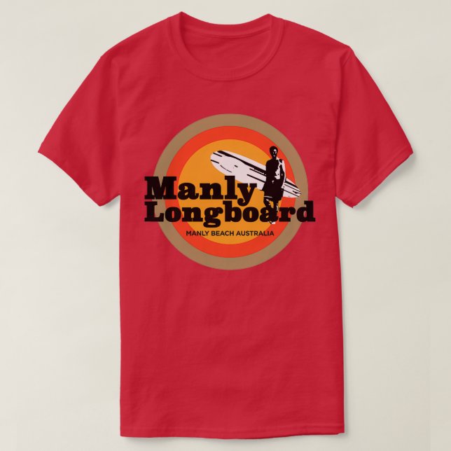 T-shirt Surf rétro Manly Longboard (Design devant)