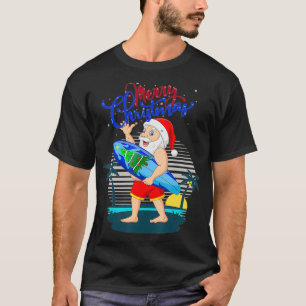 T-shirt Surf tropical Santa Claus Hawaiian Christmas Su