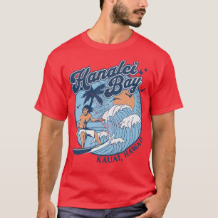 T-shirt Surf Vintage des années 1970 Hanalei Bay Kauai Haw