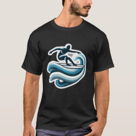T-shirt surfant sur les vagues