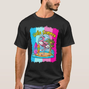 T-shirt Surfboard Hello Summer Flamingo Funny Beach Summer