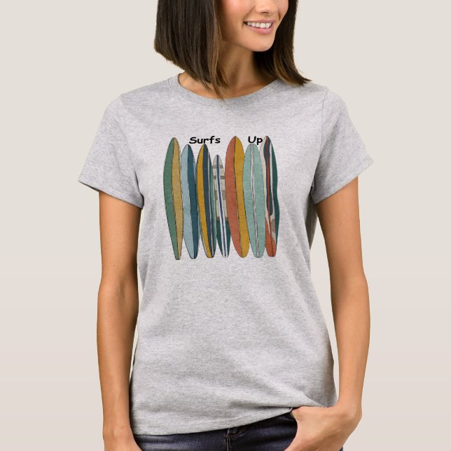 T-shirt Surfboards In A Row Women And Teens Surf's Up (Devant)