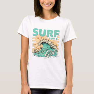 T-shirt "Surfe comme une fille" de couleurs pastel douces