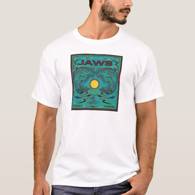 T-SHIRT SURFER DE MAUI HAWAÏ DE MÂCHOIRES (Devant)
