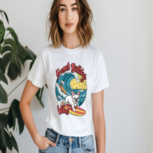 T-shirt Surfer Français Bulldog Catches Vague