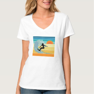 T-shirt Surfer Girl Sunset Vintage