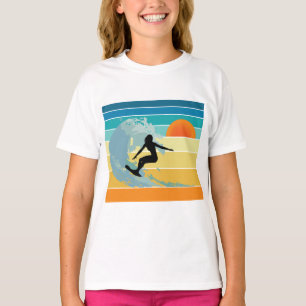 T-shirt Surfer Girl Sunset Vintage