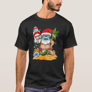 T-shirt Surfer Joyeux Noël 2020 Surfing Père Noël Tropical