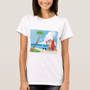 T-shirt surfer santa claus
