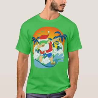 T-shirt Surfer Santa Claus Dabbing Funny Hawaiian Xmas Ch