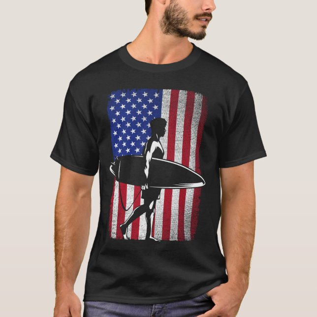 T-shirt Surfer Surfer 4 juillet États-Unis Drapeau América (Devant)